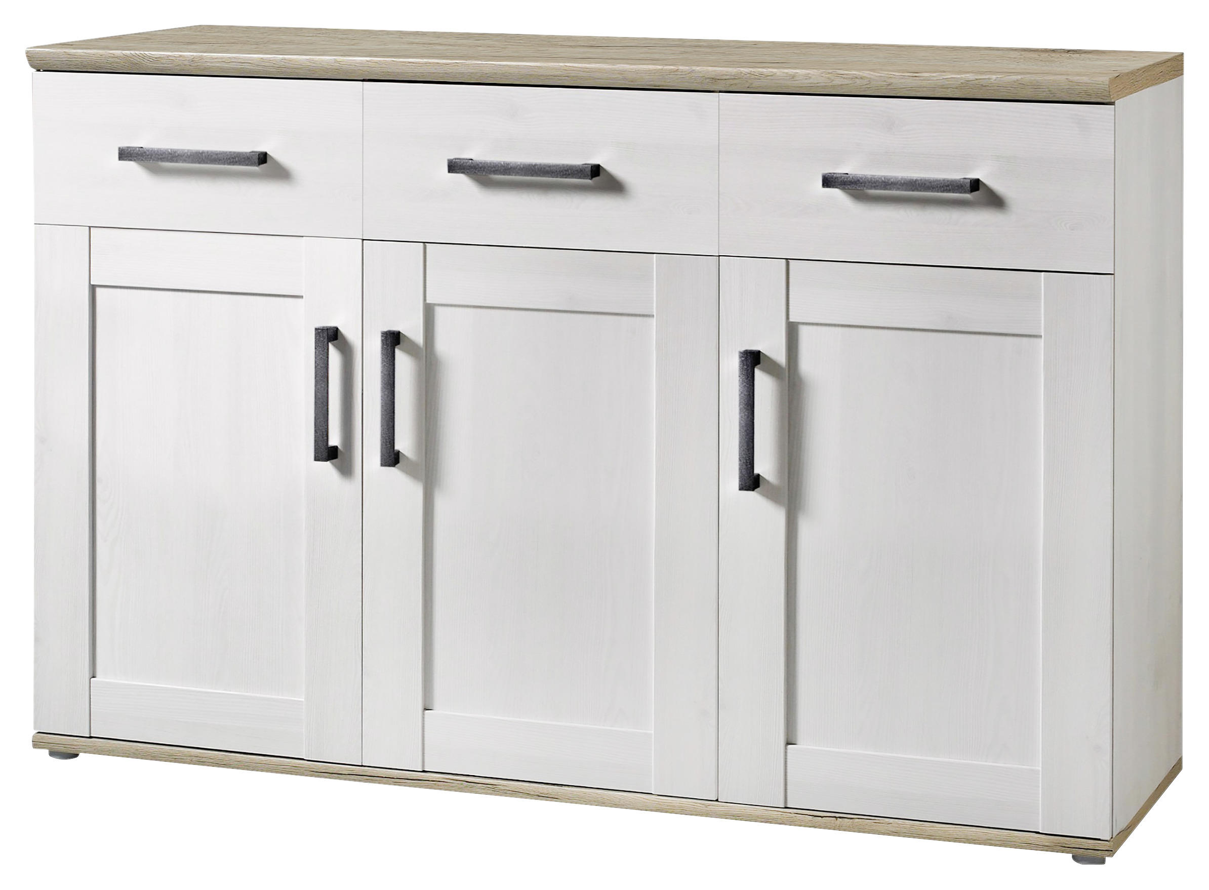 SIDEBOARD Weiß, Lärchefarben - Silberfarben/Lärchefarben, KONVENTIONELL, Holzwerkstoff/Kunststoff (140/88/45cm) - Xora