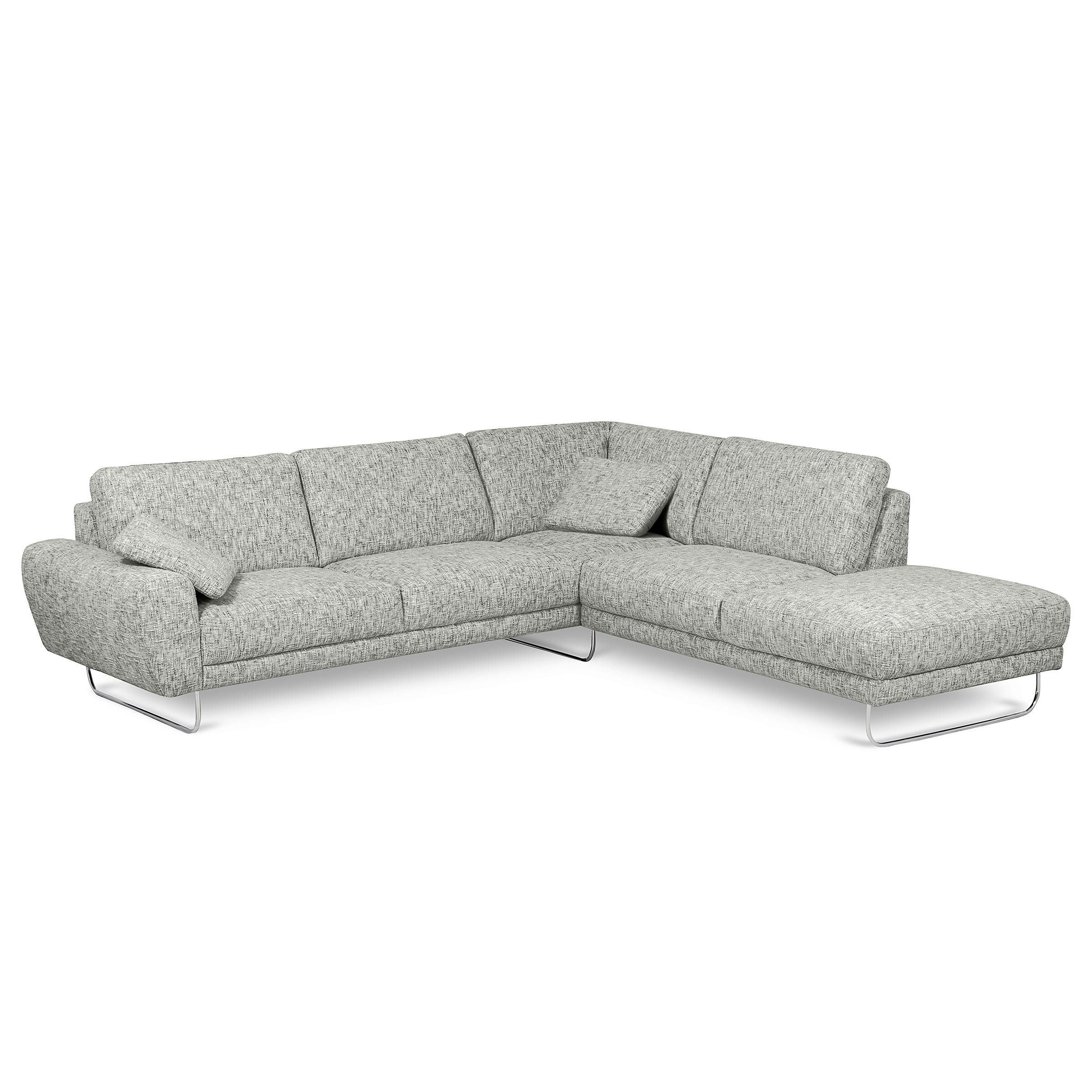 ECKSOFA 273/250 cm SPRING in Webstoff Grau Zierkissen  273/250 cm  - Chromfarben/Grau, Design, Textil/Metall (273/250cm) - Livetastic