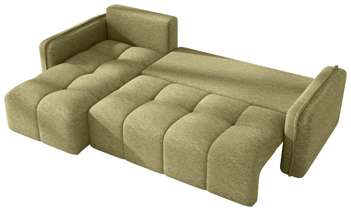 ECKSOFA  in Flachgewebe Hellgrün  - Schwarz/Hellgrün, MODERN, Kunststoff/Textil (142/240cm) - Carryhome