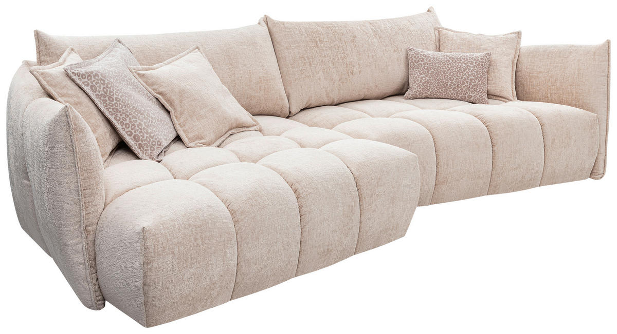 ECKSOFA Beige Chenille Zierkissen, Rückenkissen, Rücken echt  - Beige/Schwarz, Design, Kunststoff/Textil (156/302cm) - Lomoco