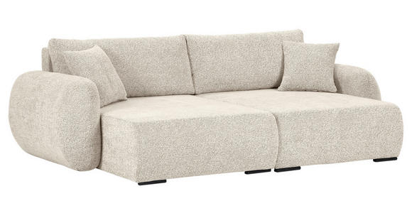 BIGSOFA Flachgewebe Beige  - Beige/Schwarz, KONVENTIONELL, Kunststoff/Textil (250/72/145cm) - Carryhome