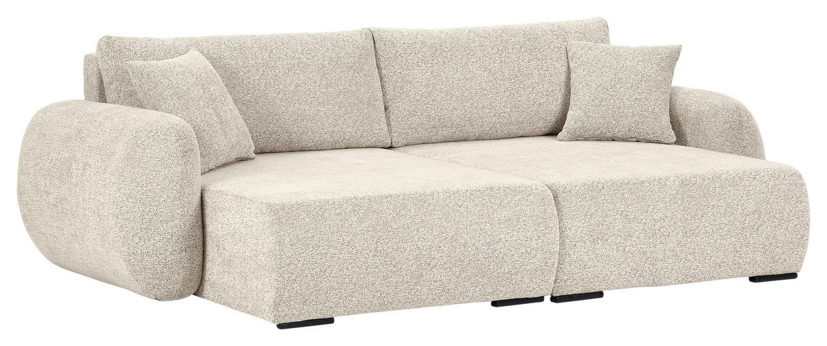 BIGSOFA Flachgewebe Beige  - Beige/Schwarz, KONVENTIONELL, Kunststoff/Textil (250/72/145cm) - Carryhome