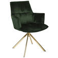 ARMLEHNSTUHL  Stoffauswahl, Sitzfläche 360° drehbar, automatische Rückholfunktion Samt  - Goldfarben/Grün, Design, Textil/Metall (59/89,5/63cm) - Novel