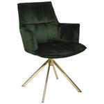 ARMLEHNSTUHL  Sitzfläche 360° drehbar, automatische Rückholfunktion, Stoffauswahl Samt  - Goldfarben/Grün, Design, Textil/Metall (59/89,5/63cm) - Novel