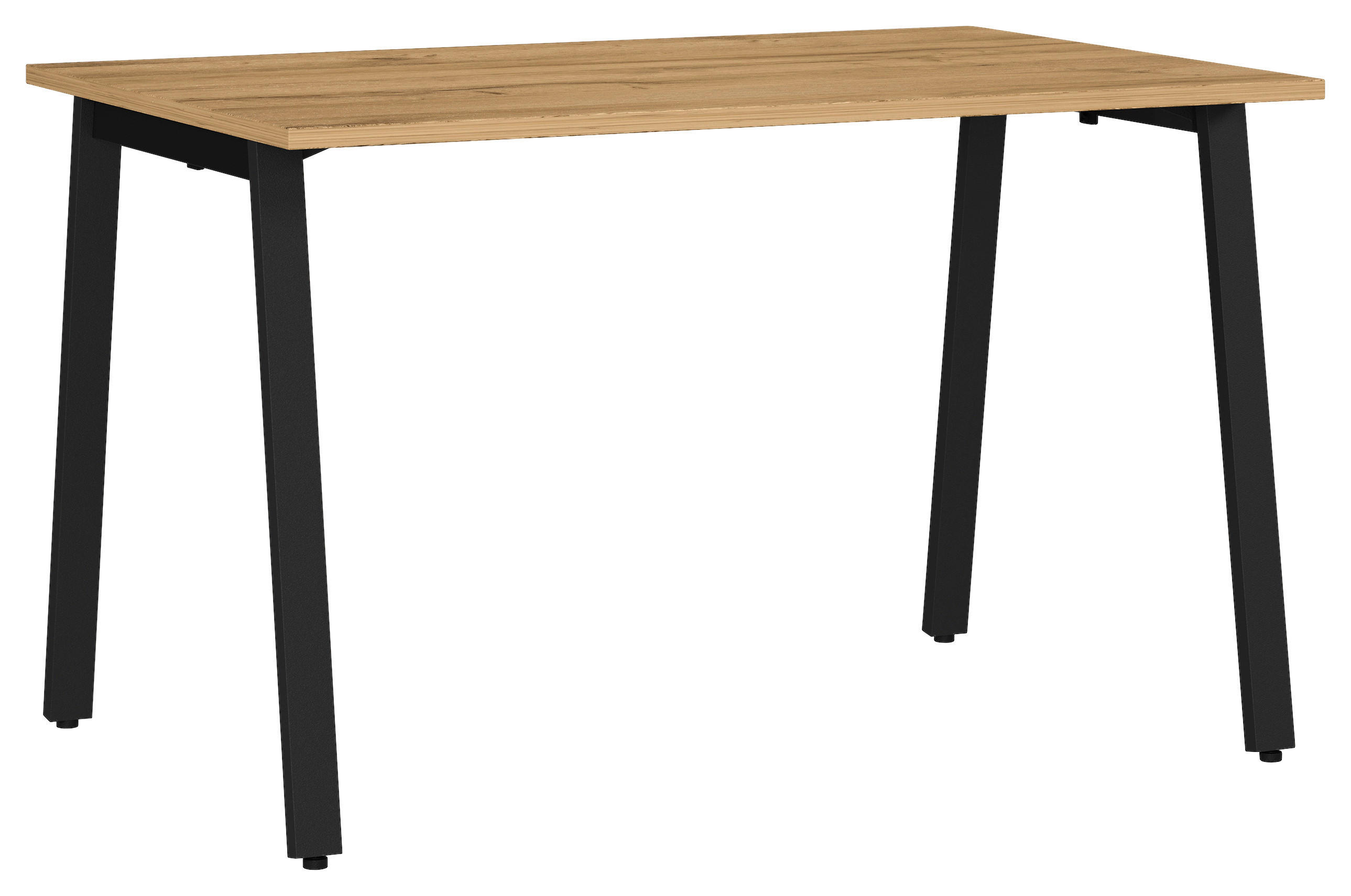 SCHREIBTISCH 120/80/75 cm Schwarz, Eichefarben in verschiedenen Holz-Dekoren erhältlich, justierbare Füsse  - Eichefarben/Schwarz, Modern, Holzwerkstoff/Metall (120/80/75cm) - Novel