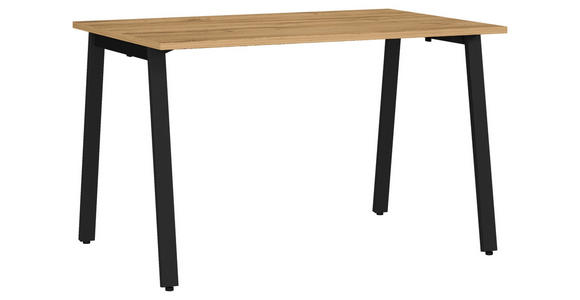 SCHREIBTISCH 120/80/75 cm  in Schwarz, Eichefarben  - Eichefarben/Schwarz, MODERN, Holzwerkstoff/Metall (120/80/75cm) - Novel