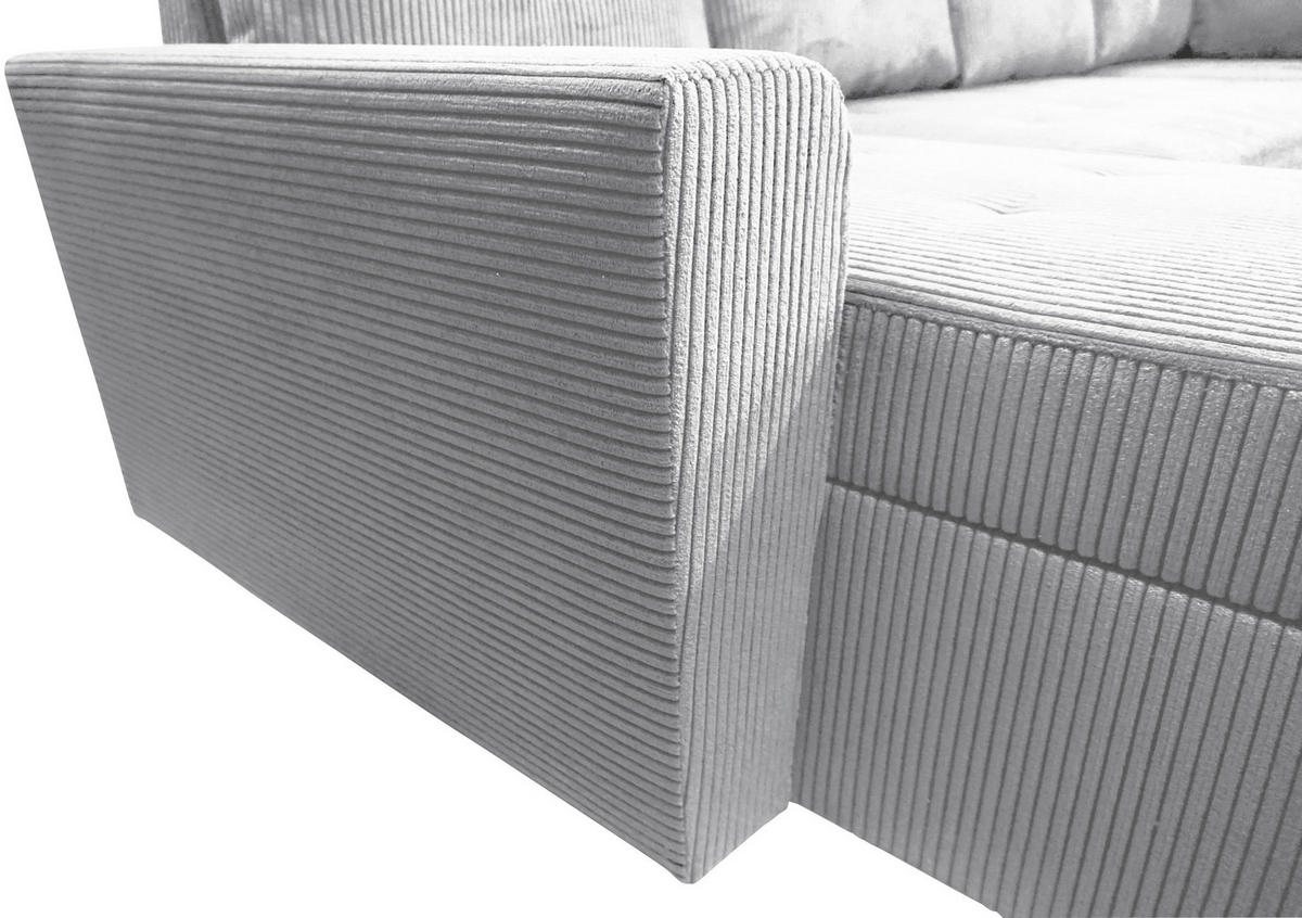 WOHNLANDSCHAFT in Cord Hellgrau  - Hellgrau/Schwarz, Design, Kunststoff/Textil (155/297/212cm) - MID.YOU
