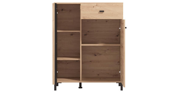GARDEROBE 6-teilig  in 240/192,5/40 cm  - Schwarz/Eiche Artisan, Basics, Holzwerkstoff/Textil (240/192,5/40cm) - Carryhome