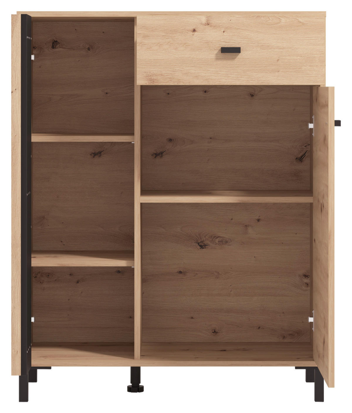 GARDEROBE 6-teilig  in 240/192,5/40 cm  - Schwarz/Eiche Artisan, Basics, Holzwerkstoff/Textil (240/192,5/40cm) - Carryhome