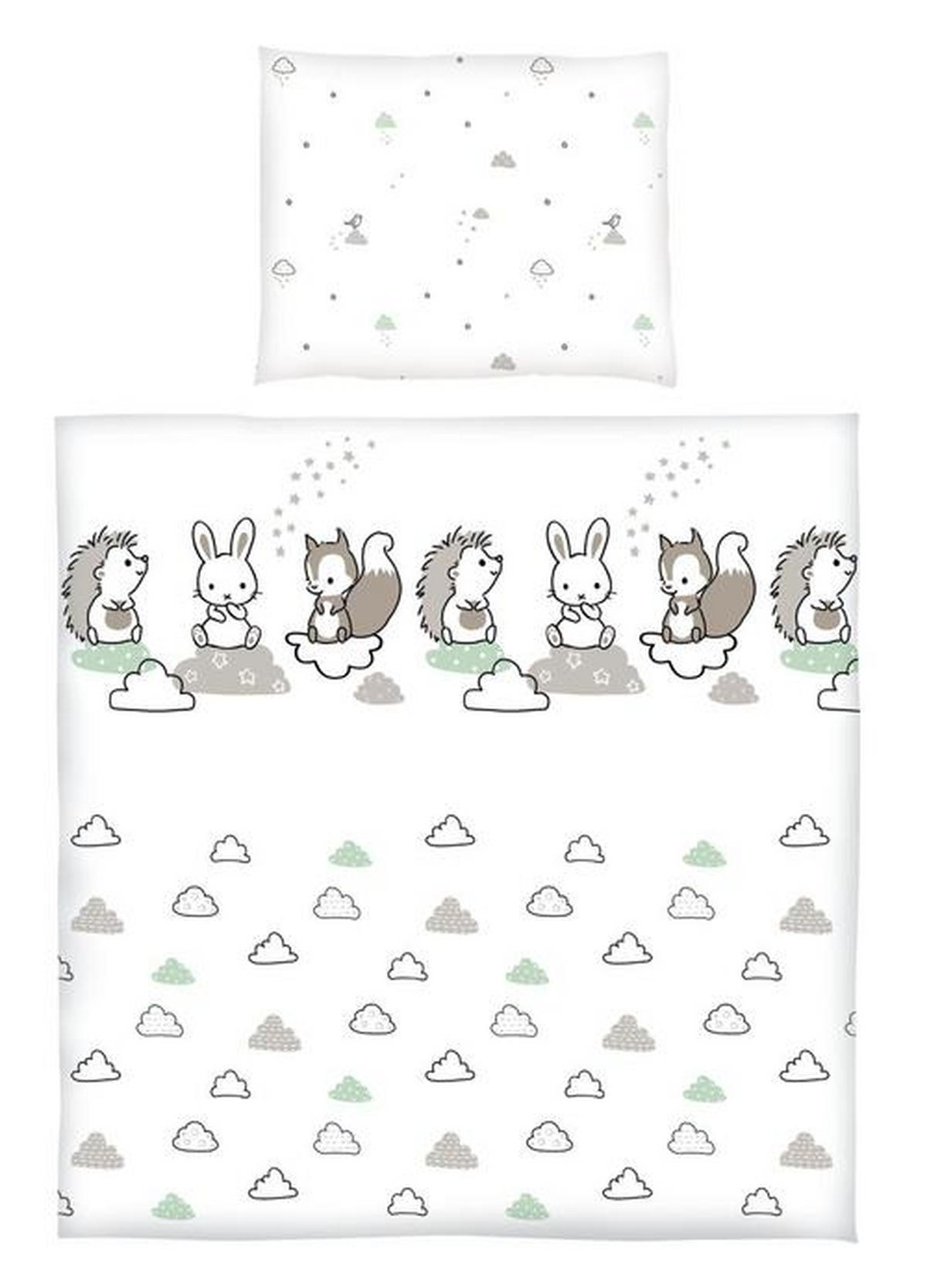 BABYBETTWÄSCHE 80/80 cm  - Weiß/Grau, Trend, Textil (80/80cm) - Patinio