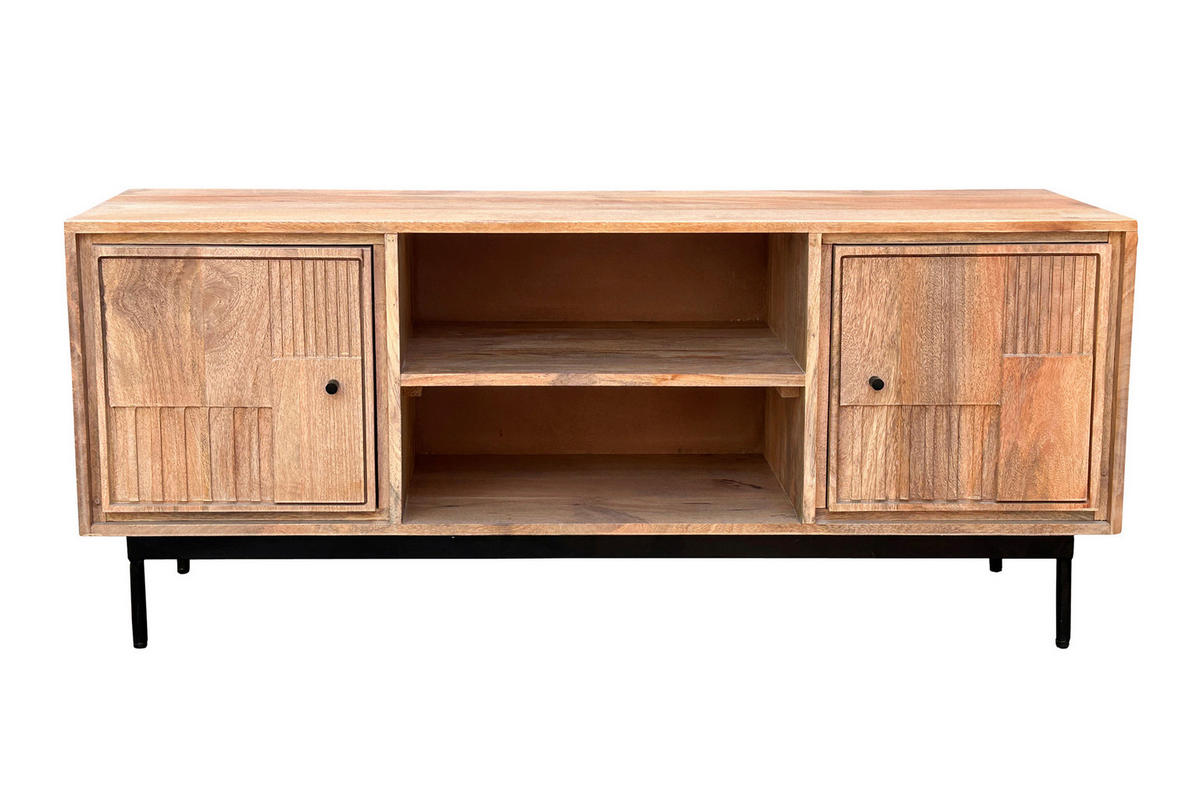 LOWBOARD  130/56/40 cm   - Schwarz/Naturfarben, Design, Holz/Metall (130/56/40cm) - MID.YOU