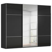 SCHWEBETÜRENSCHRANK 242/223/68 cm,  in Schwarz, 3 Tür(en)  - Chromfarben/Schwarz, KONVENTIONELL, Glas/Holzwerkstoff (242/223/68cm) - Novel