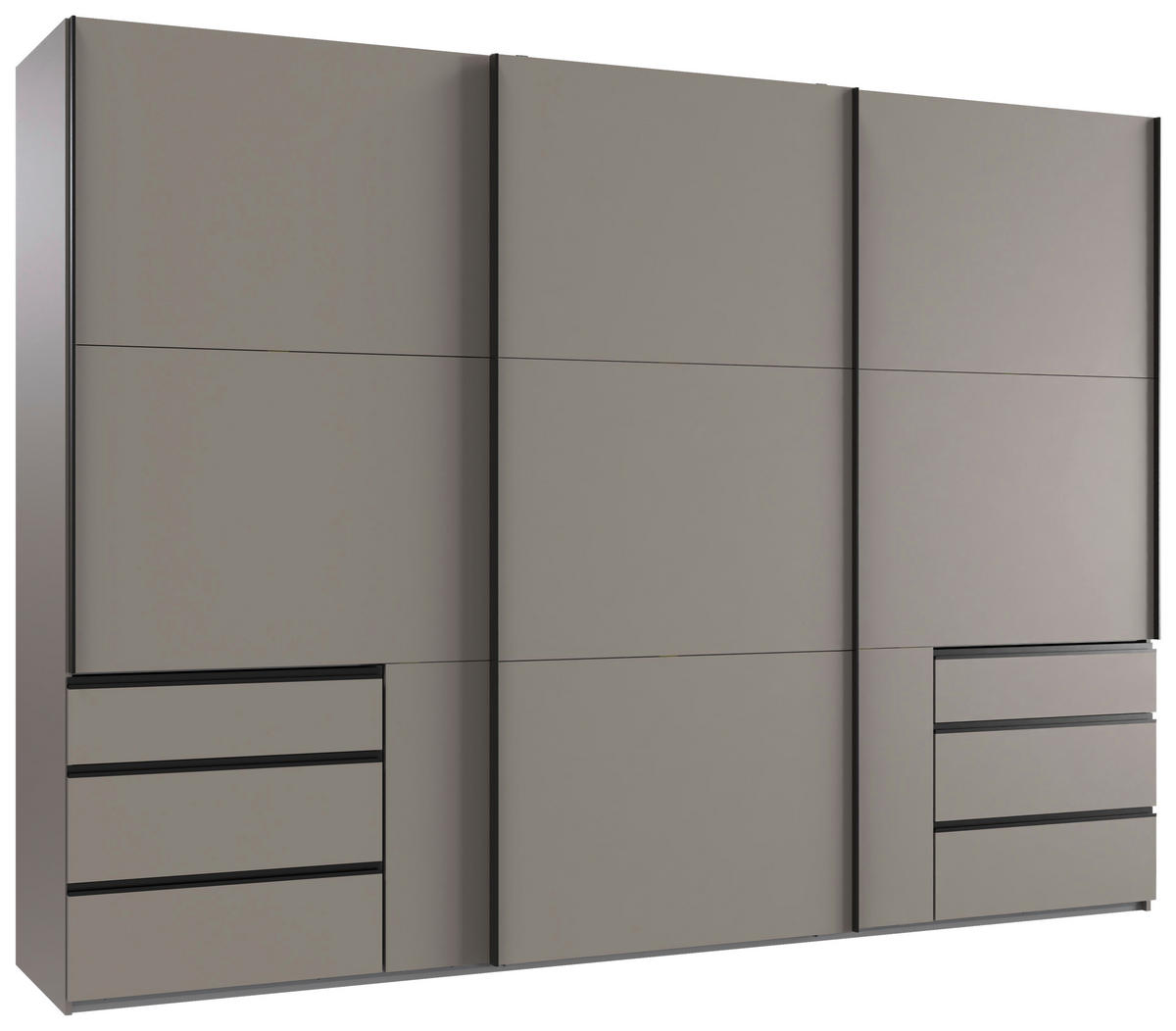 SCHWEBETÜRENSCHRANK  in Grau, Sahara  - Schwarz/Grau, MODERN, Holzwerkstoff/Metall (300/216/65cm) - MID.YOU