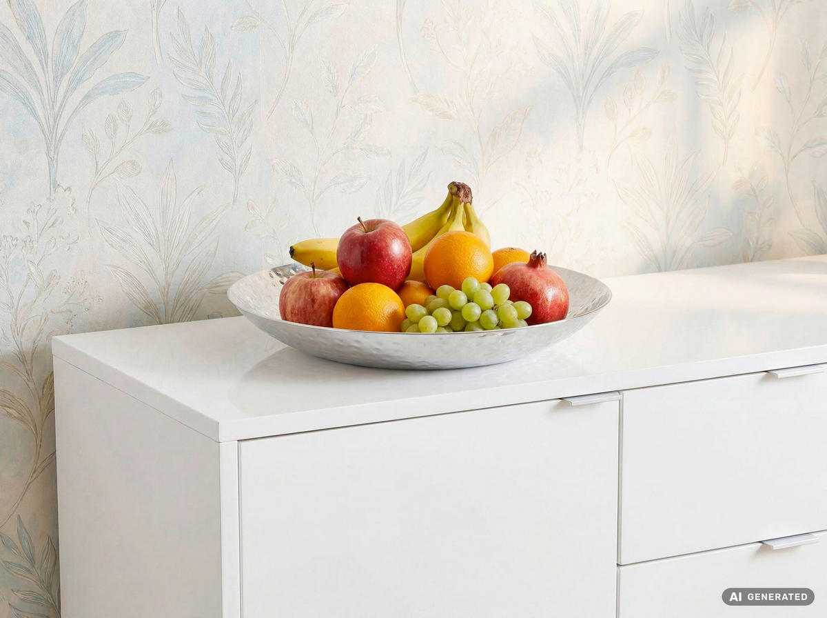 OBSTSCHALE  - Silberfarben, Design, Metall (36/7/36cm) - Livetastic