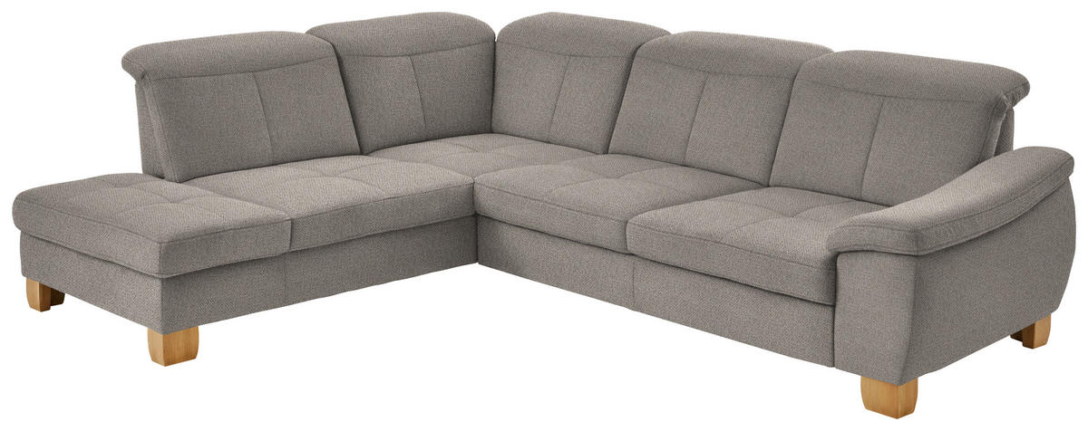 ECKSOFA in Flachgewebe Hellbraun  - Wildeiche/Hellbraun, Natur, Holz/Textil (243/301cm) - Voleo