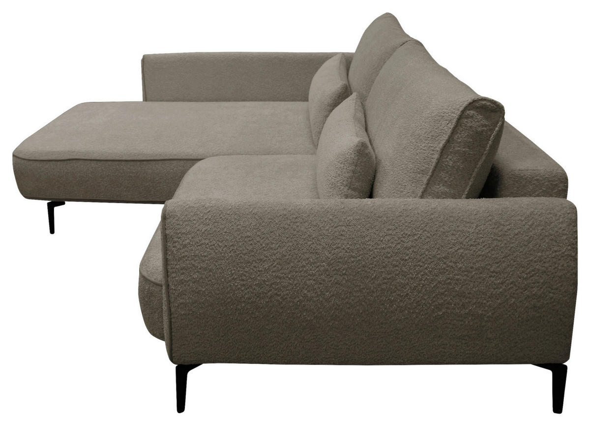 ECKSOFA Beige Bouclé  - Beige/Schwarz, Design, Textil/Metall (204/273cm) - MID.YOU
