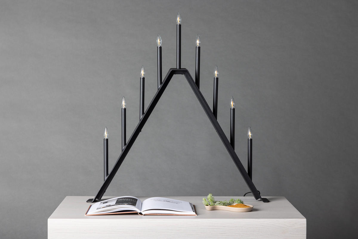 ADVENTSKERZENHALTER - Schwarz, Basics, Kunststoff/Metall (64/64/7cm) - P & B