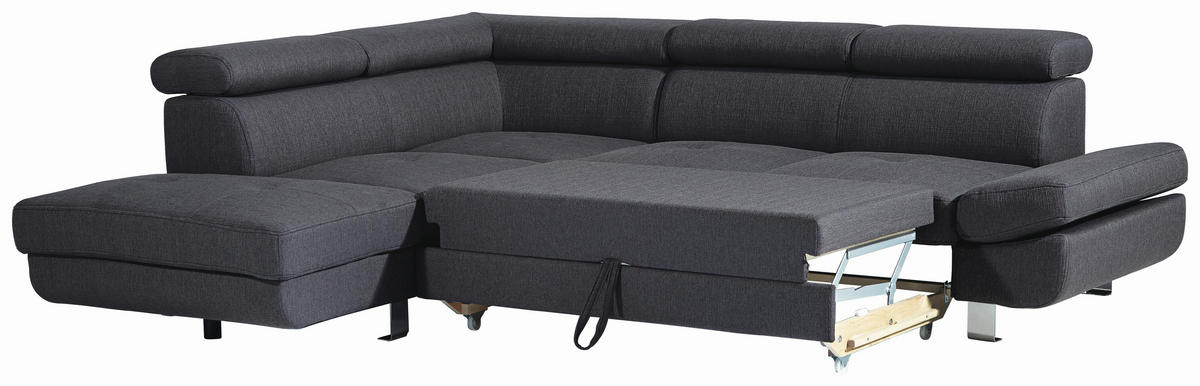 SEDEŽNA GARNITURA, tkanina antracit  - barve kroma/zelena, Design, kovina/tekstil (229/270cm) - Xora