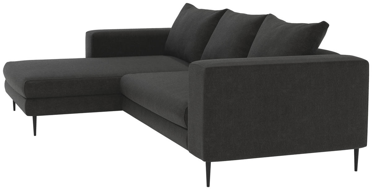 ECKSOFA in Struktur Graphitfarben  - Schwarz/Graphitfarben, Modern, Textil/Metall (170/275cm) - Trendmanufaktur