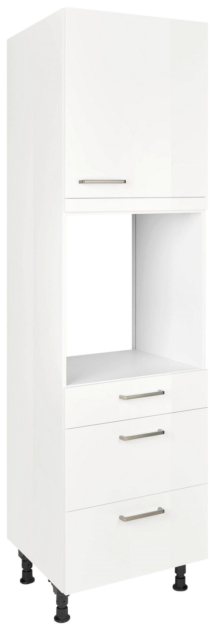 GERÄTEUMBAUSCHRANK 60/216,6/58 cm  Weiss Hochglanz  - Weiss Hochglanz/Edelstahlfarben, Modern, Holzwerkstoff/Metall (60/216,6/58cm) - Nobilia