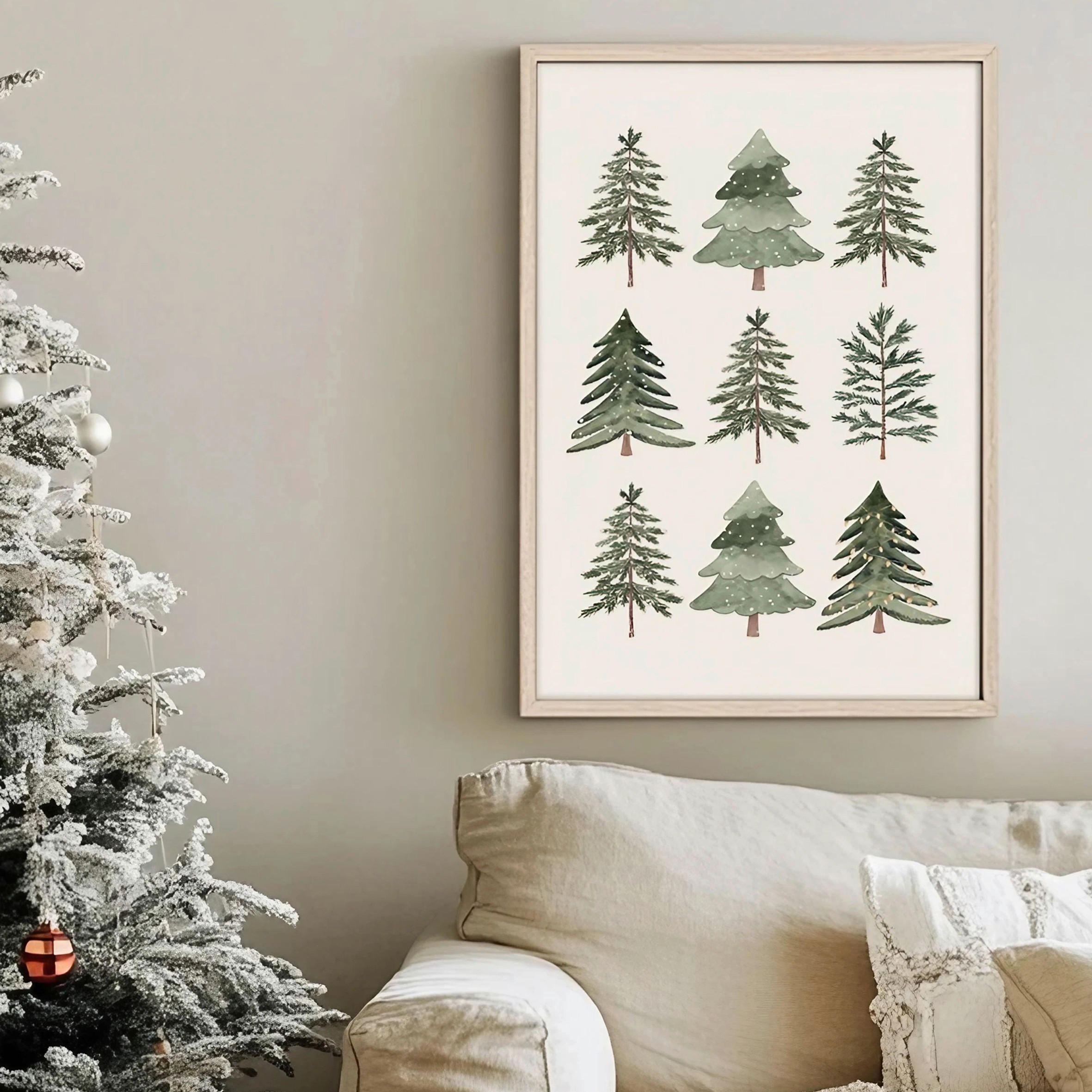 LEINWANDBILD Bäume 33/48/2 cm  - Waldgrün/Weiß, Basics, Holzwerkstoff (33/48/2cm) - X-Mas