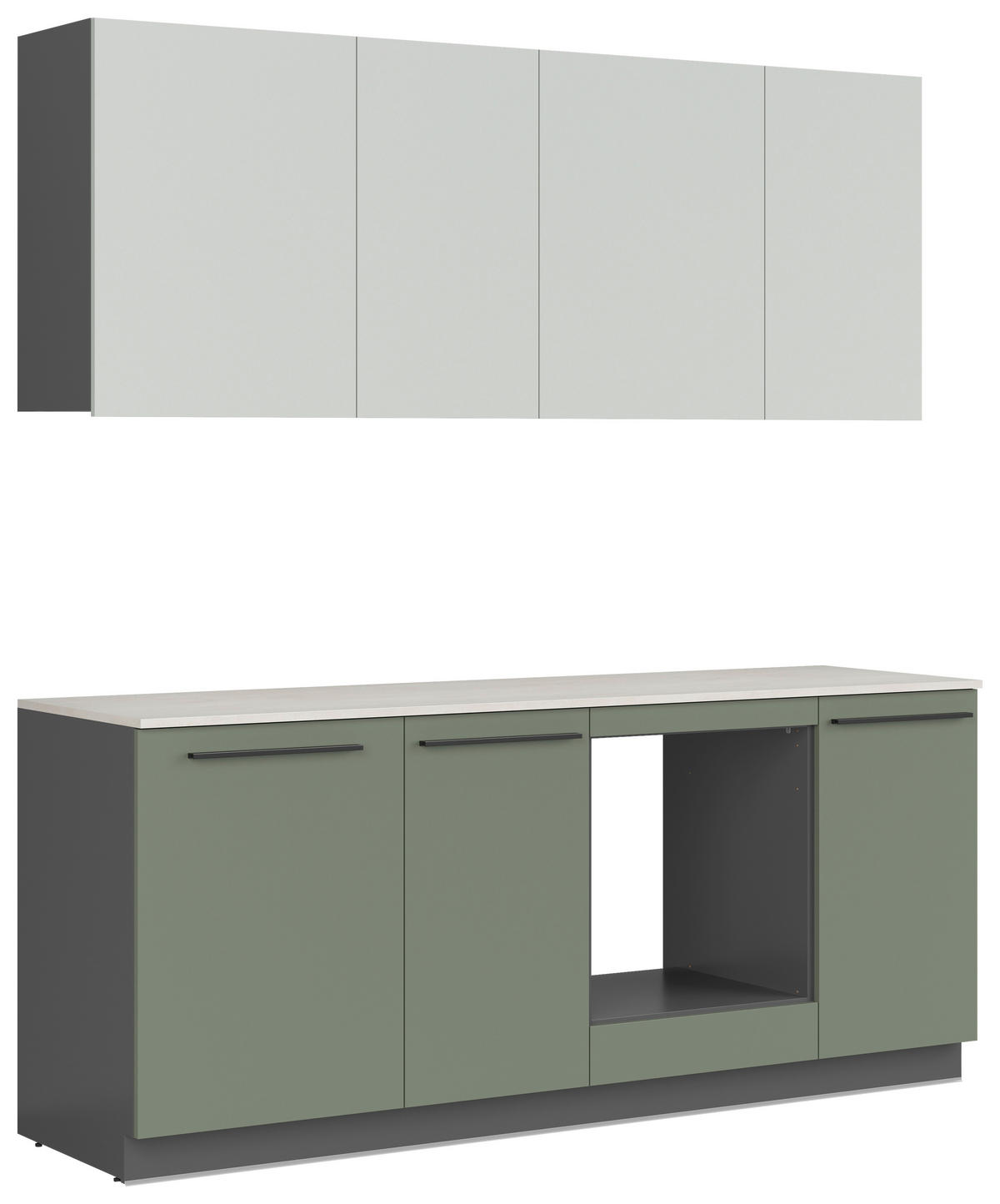 BLOK KUHINJA BEZ APARATA  siva, tamnozelena, svetlozelena  - siva/tamnozelena, Osnovno, pločasti materijal/plastika (210cm) - Visiona