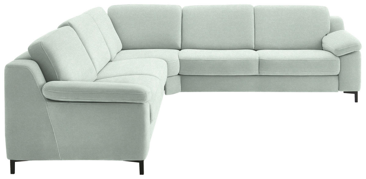 ECKSOFA in Chenille Hellgrün  278/278 cm  - Schwarz/Hellgrün, Design, Textil/Metall (278/278cm) - Valdera