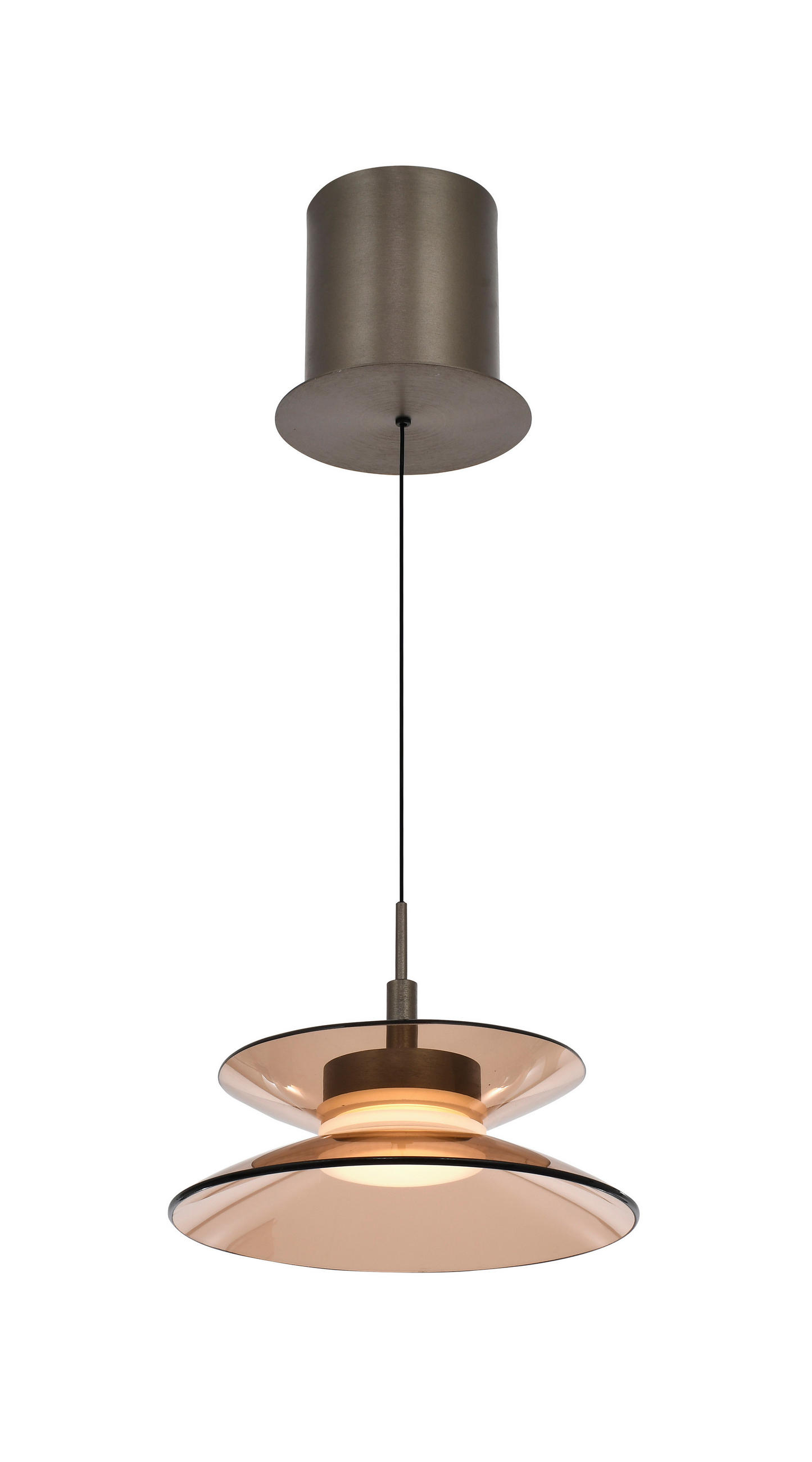 LED-HÄNGELEUCHTE Crema 22/150/22 cm  - Bronzefarben, Design, Glas/Metall (22/150/22cm)
