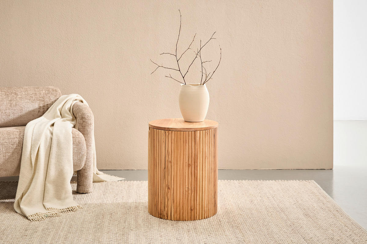 BEISTELLTISCH Akazie vollmassiv Akaziefarben rund  - Akaziefarben, KONVENTIONELL, Holz (40/50/40cm) - Livetastic