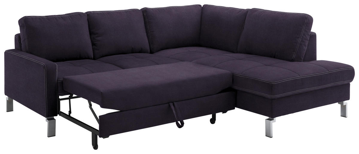 ECKSOFA in Mikrofaser Schwarz  - Chromfarben/Beige, Design, Textil/Metall (229/200cm) - Pure Home Lifestyle