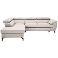 ECKSOFA Ecru Kombination Echtleder/Lederlook Lederlook  - Ecru/Schwarz, Design, Leder/Textil (220/256cm) - Celina Home