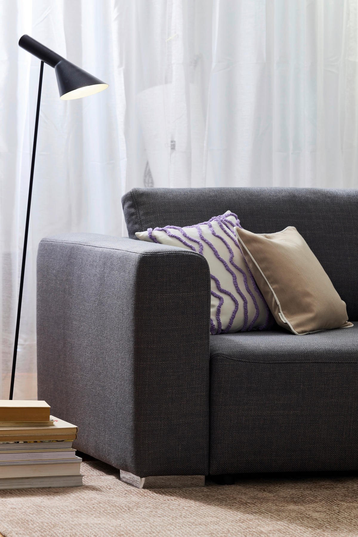 ECKSOFA inkl. Funktion Heaven Dunkelgrau Flachgewebe  - Chromfarben/Dunkelgrau, KONVENTIONELL, Textil/Metall (242/162cm) - Tom Tailor