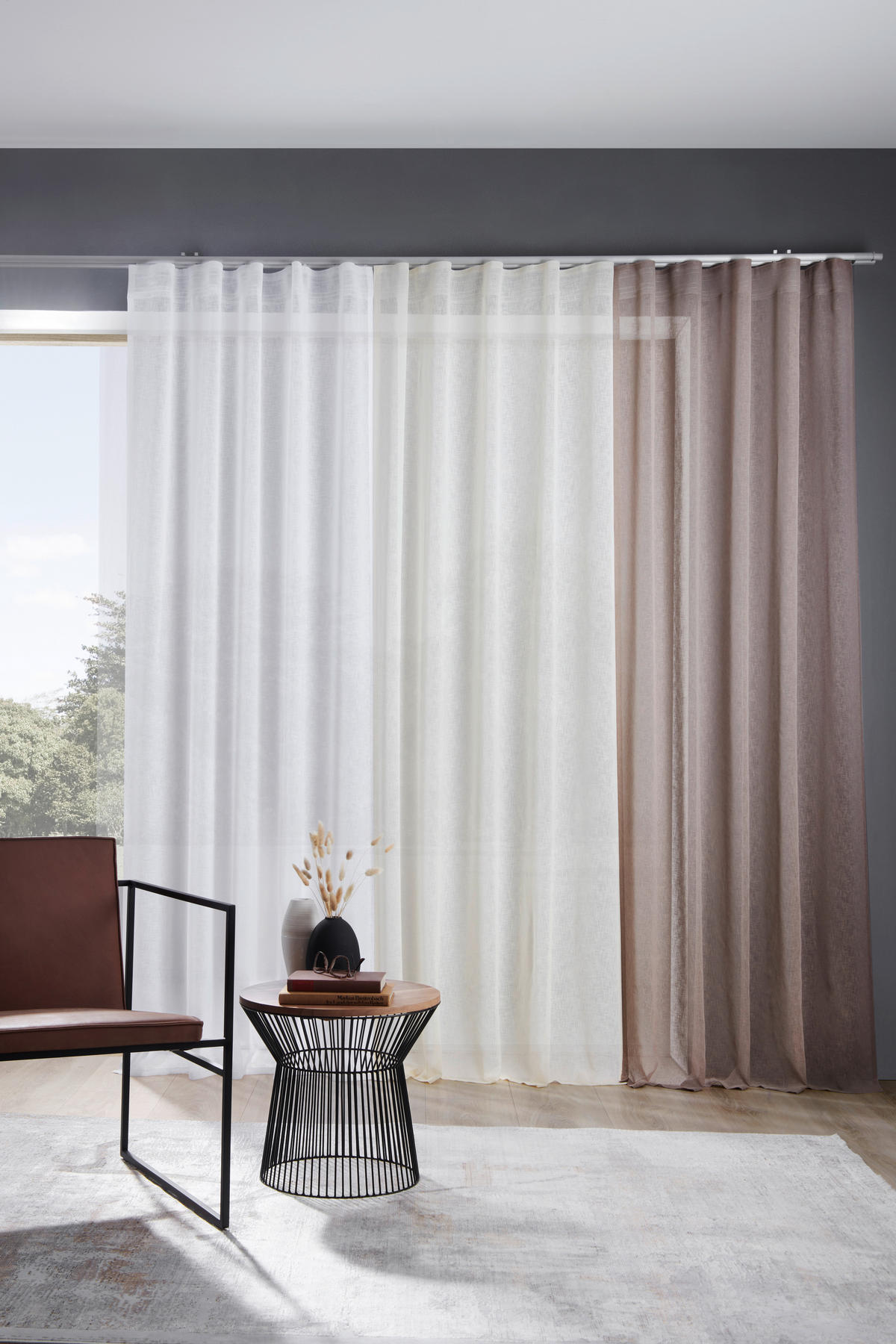 KÉSZFÜGGÖNY részben áttetsző  - fehér, Konventionell, textil (140/245cm) - Esposa