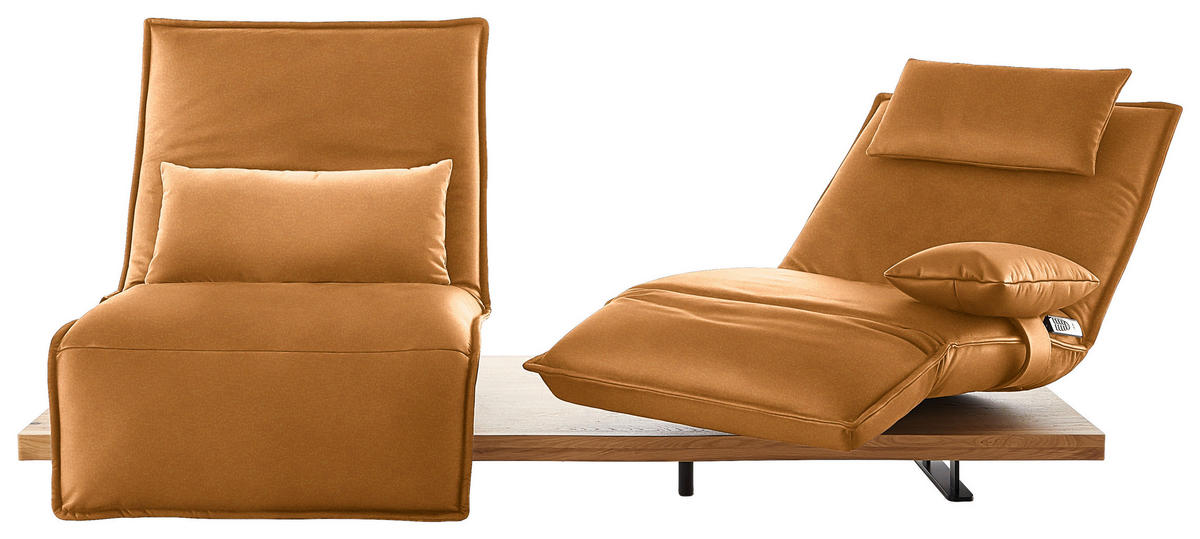 2-SITZER-SOFA Echtleder Currygelb  - Currygelb/Eichefarben, Natur, Leder/Holz (240/63/115cm) - Koinor