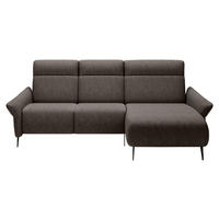 3-SITS SOFFA i flatväv brun  - brun/svart, Design, metall/trämaterial (286x160/103/97x150cm) - Stylife