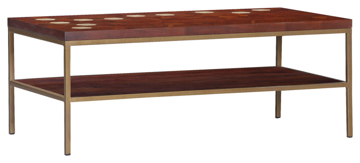 COUCHTISCH in Holz, Metall 120/60/45 cm  - Messingfarben/Akaziefarben, Design, Holz/Metall (120/60/45cm)