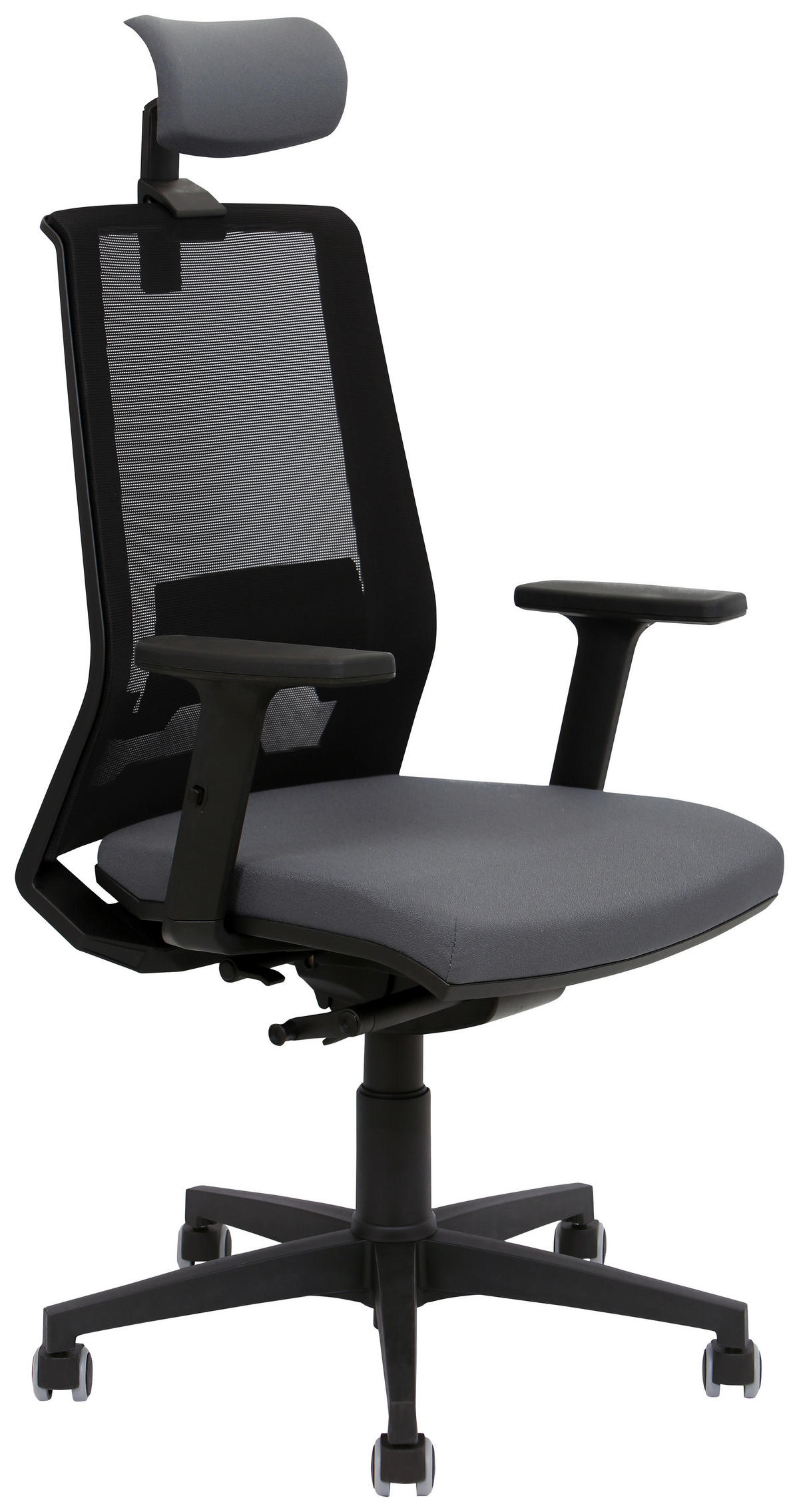 PISARNIŠKI STOL les, kovina, umetna masa, tekstil temno siva  - temno siva/črna, Moderno, kovina/umetna masa (65/100-111/55,5cm) - Novel