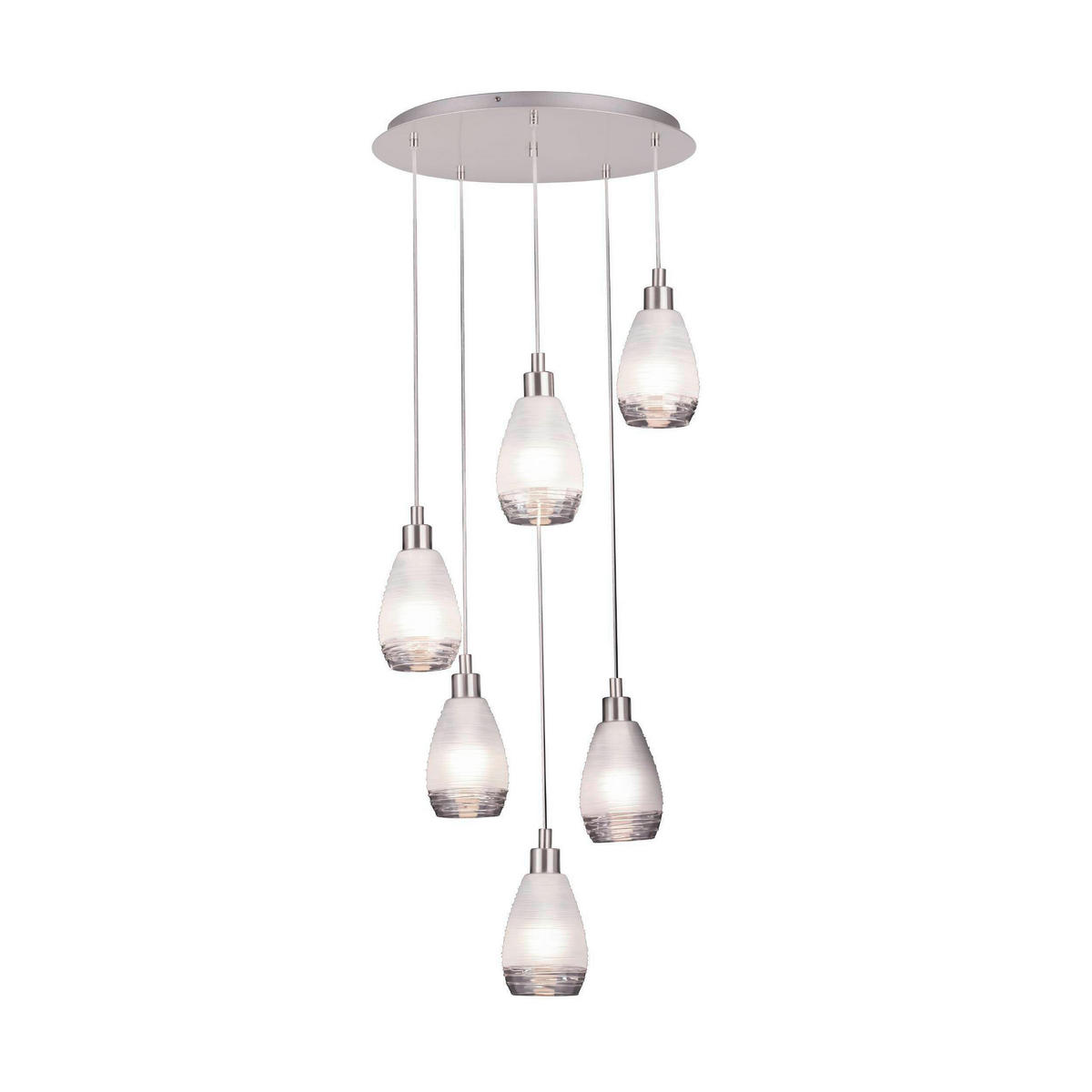 HÄNGELEUCHTE 50/150 cm  - Weiß/Nickelfarben, KONVENTIONELL, Glas/Metall (50/150cm) - Eglo