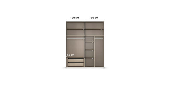 SCHWEBETÜRENSCHRANK 181/223/68 cm 2-türig Champagner  - Champagner/Alufarben, KONVENTIONELL, Glas/Holzwerkstoff (181/223/68cm) - Novel
