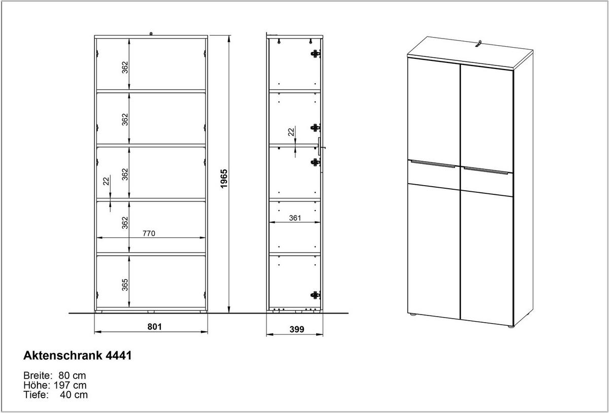 AKTENSCHRANK 80/197/40 cm  - Kaschmir/Eichefarben, Design, Holzwerkstoff (80/197/40cm) - Germania