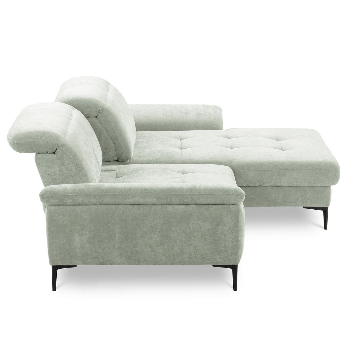 ECKSOFA  Webstoff Mintgrün  - Schwarz/Mintgrün, Design, Textil/Metall (268/195cm) - Livetastic