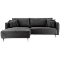 ECKSOFA  in Lederlook Schwarz  178/264-302 cm  - Schwarz, Design, Textil/Metall (178/264-302cm) - Livetastic