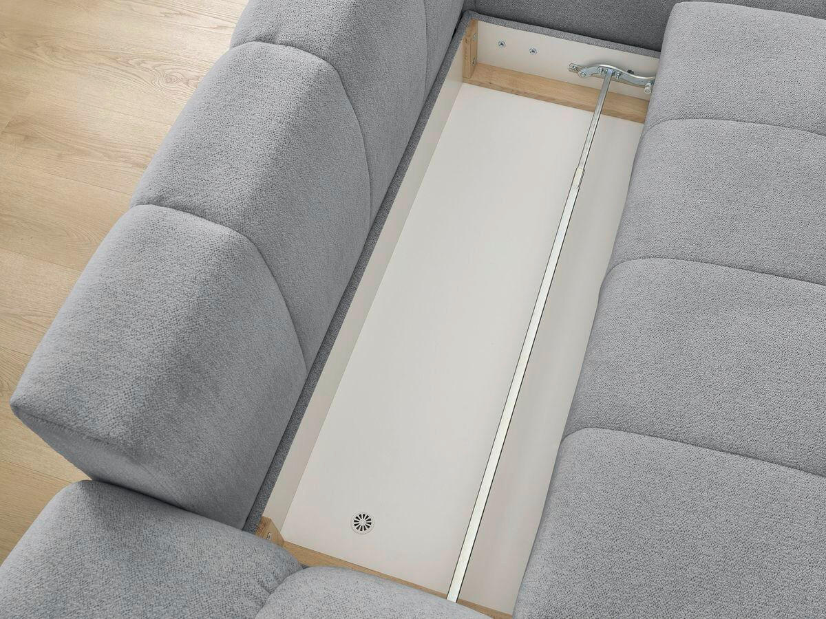 ECKSCHLAFSOFA EVEREST  mit Rücken echt, Armteil links, Armteil rechts Flachgewebe Dunkelgrau  - Dunkelgrau/Schwarz, MODERN, Kunststoff/Textil (180/318cm) - Livetastic