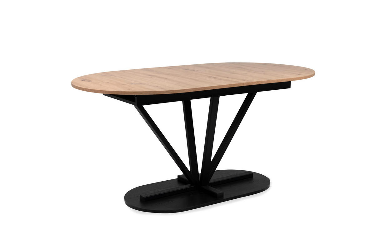 ESSTISCH - Schwarz/Eiche Artisan, MODERN, Holzwerkstoff/Metall (160-200/90/76cm) - Livetastic