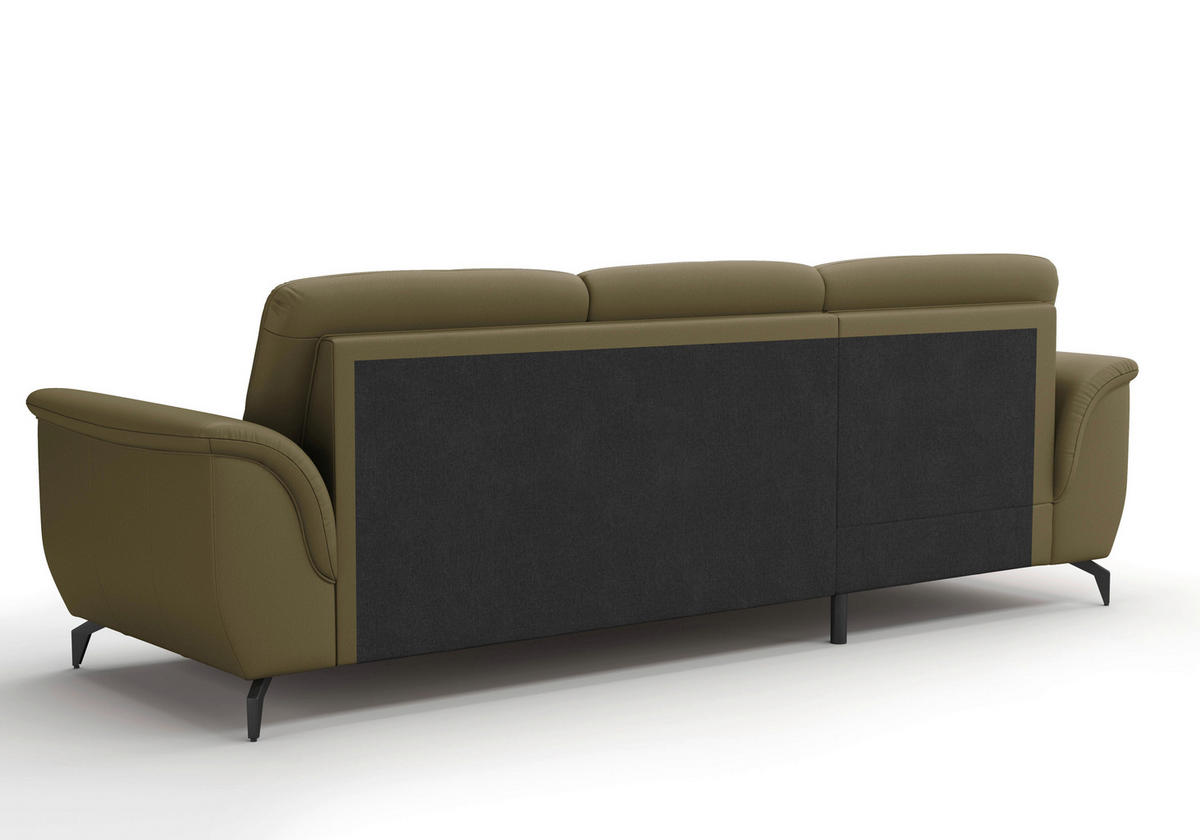 ECKSOFA ZORA E Olivgrün Kombination Echtleder/Stoff Vliesstoff  - Schwarz/Olivgrün, MODERN, Leder/Textil (164/262cm) - Sit & More