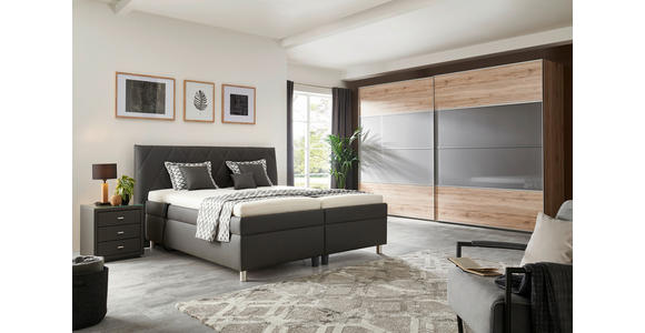 POLSTERBETT Matratze, gepolstertes Kopfteil, Lattenrost, Bettkasten, motorische Verstellbarkeit Anthrazit 200/200 cm  - Anthrazit/Silberfarben, KONVENTIONELL, Holz/Textil (200/200cm) - Esposa