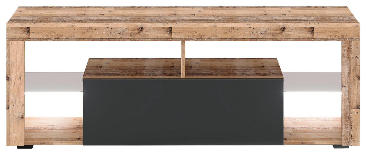 LOWBOARD EVEREST  in 140/50,5/35 cm  - Alteiche/Anthrazit, Design, Glas/Holzwerkstoff (140/50,5/35cm) - Livetastic