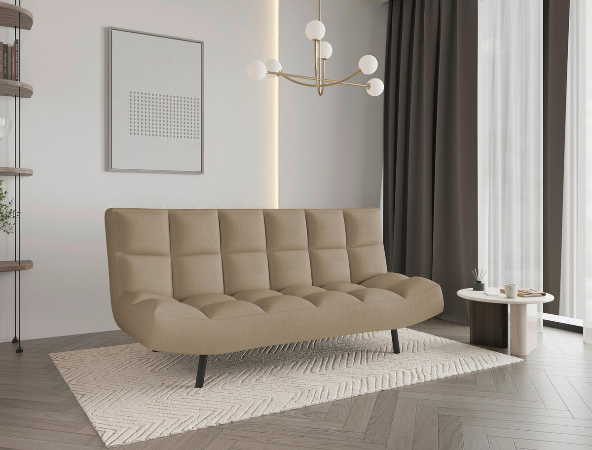 SCHLAFSOFA  in Mikrofaser Beige  - Beige/Schwarz, KONVENTIONELL, Holz/Textil (197/85/92cm) - Carryhome