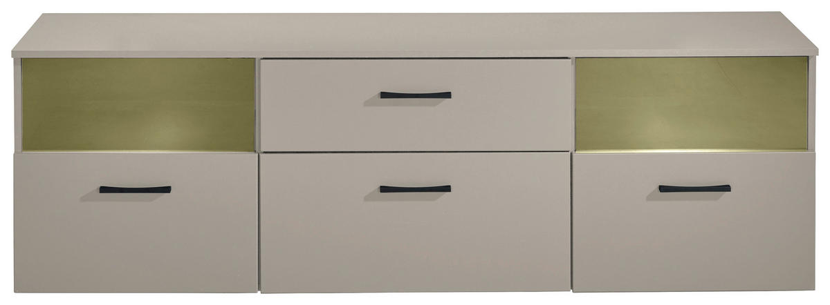 LOWBOARD  in 180/55/38 cm  - Kaschmir/Schwarz, Design, Glas/Holzwerkstoff (180/55/38cm) - MID.YOU
