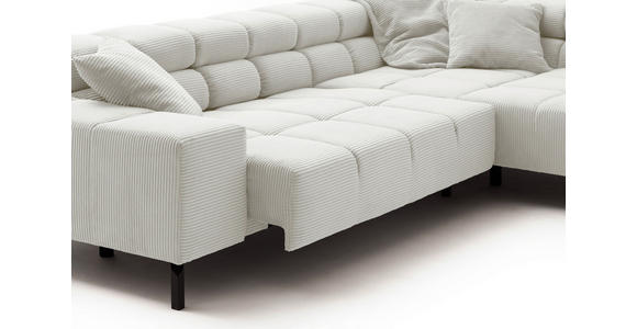 ECKSOFA inkl. Sitzvorzug in Cord Weiß  - Schwarz/Weiß, Design, Textil/Metall (321/216cm) - Hom`in